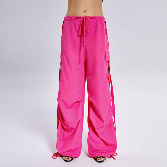 Solid Color Loose Casual Streamer Overalls.