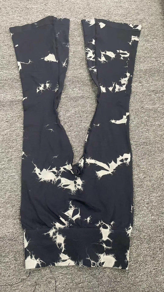 Fashion Tie Dye Printed Yoga Bell-Bottomed Pants Seamless High Waist Quick-drying Fitness Running Sports Leggings Women Flares.