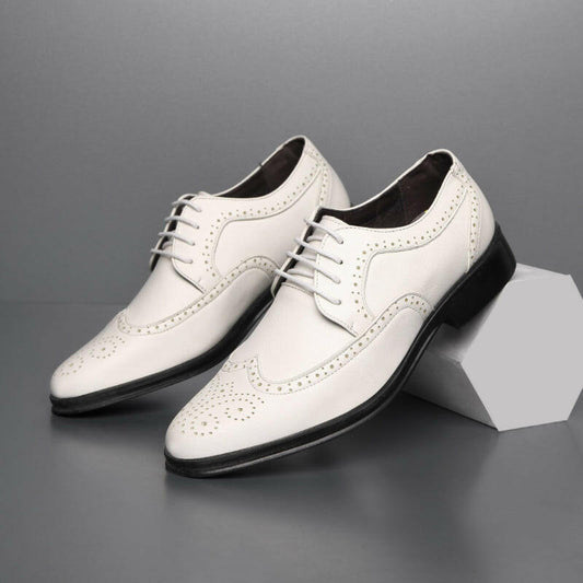 Block Carved Casual Leather Shoes For Men.