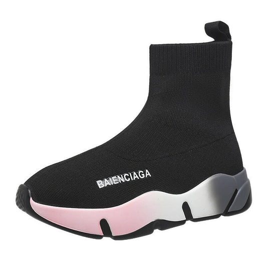 Black Sock Boots For Women Platform Shoes.