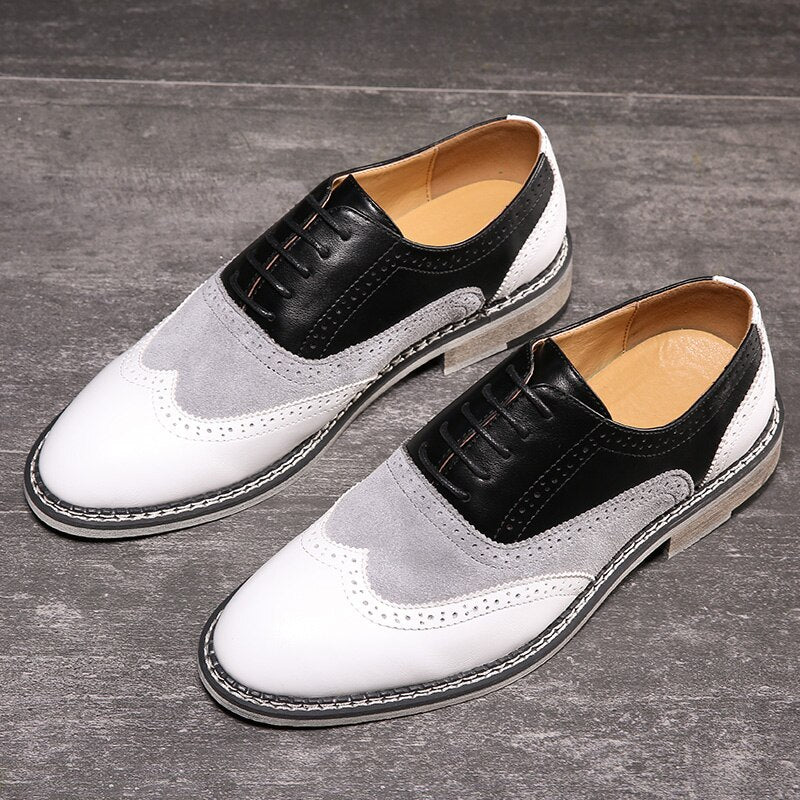 Oxford Shoes Men Brogues Shoes Lace-Up Bullock Business Wedding Dress Shoes Male Formal Shoes