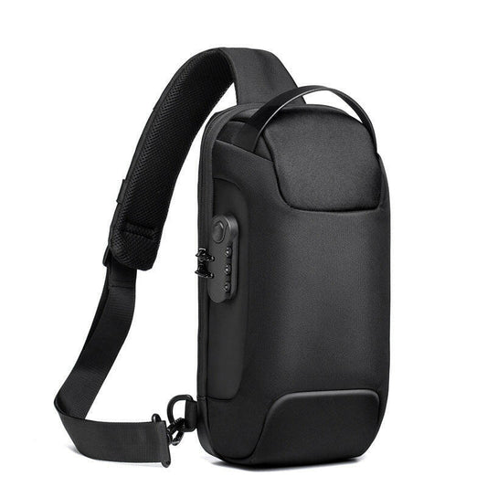 Waterproof USB Anti-theft Bag Men Oxford Crossbody Shoulder Bag Sling Multifunction Short Travel Messenger Chest Pack.
