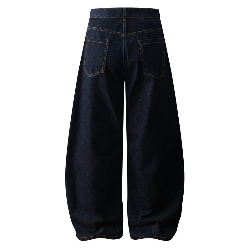 Washed Tapered Jeans Design Loose Wide Leg Casual Long Pants