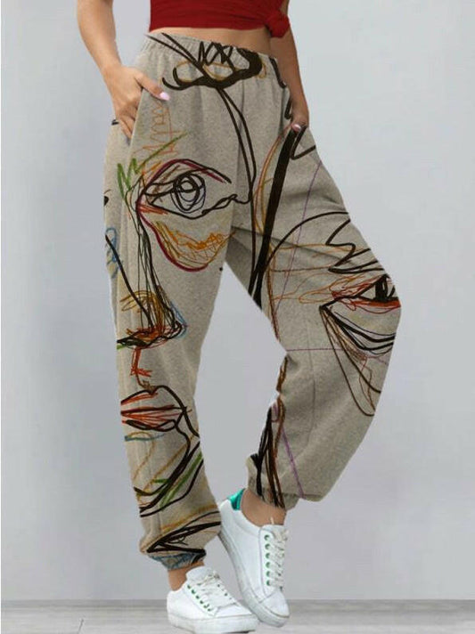 Women's Harem Pants Print Yoga Boho Sports Trousers With Pockets.