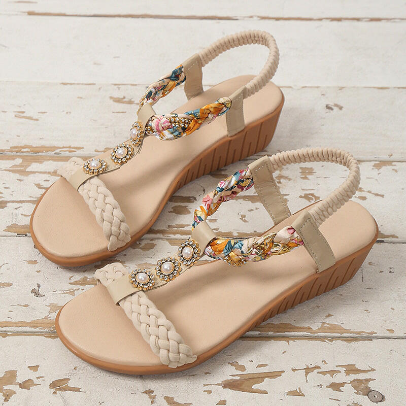 Bohemian Braided Sandals Summer Beach Shoes Women.