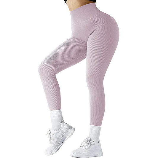 High Waist Seamless Leggings Threaded Knitted Fitness Pants Solid Women's Slimming Sports Yoga Pants Elastic Running Sport Leggings.