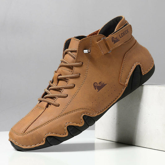 Leather Casual Shoes For Men Fashion Loafers Shoes With Velcro Lace Up Men Ankle Boots 35-48.