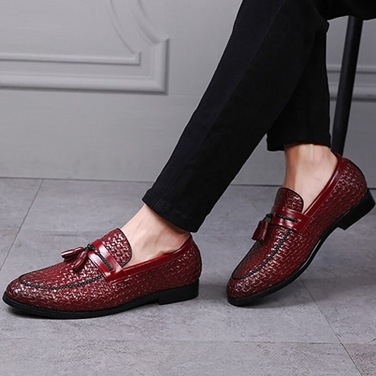 Large Size 38-48 Tassel Plaid Men New Loafers Weaving Comfortable Soft Mens Leisure Leather Shoes Fashion Sapato Masculino