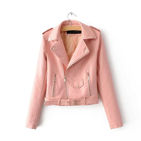 autumn and winter women's clothing coat Korean version of the Korean version of women's leather jacket fashion women's clothing wholesale.