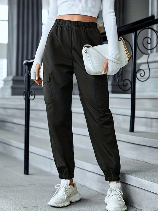 New Cargo Pants Fashion Casual Multi-pocket Elastic Waist Pencil Pants For Women.