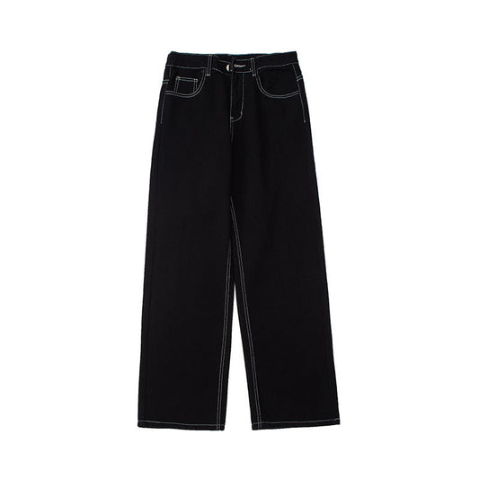 Simple straight leg casual jeans