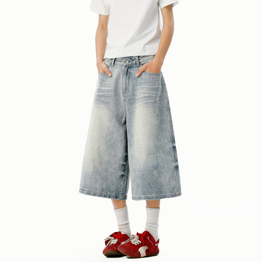 Shorts for Men High Waist Loose Wide Leg Pants Summer