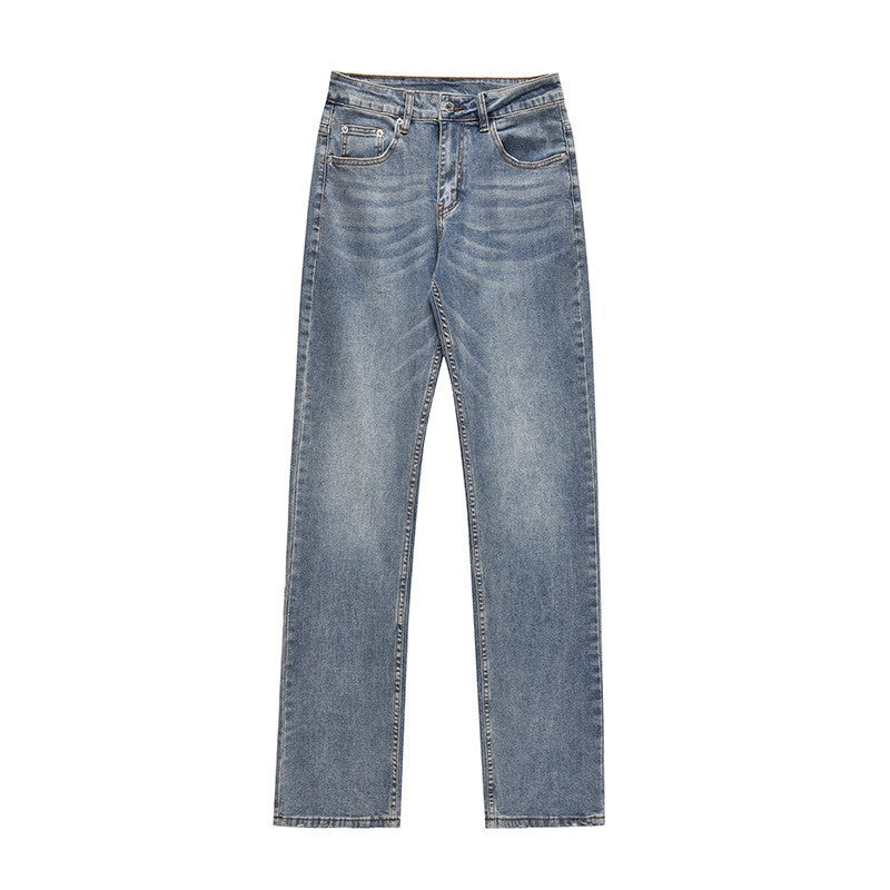 Washed distressed micro flared jeans