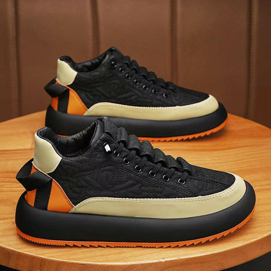 Trendy Color-blocked Sports Shoes Casual Lace Up Sneakers For Men Fashion Comfortable Versatile Thick-soled Walking Running Shoes.