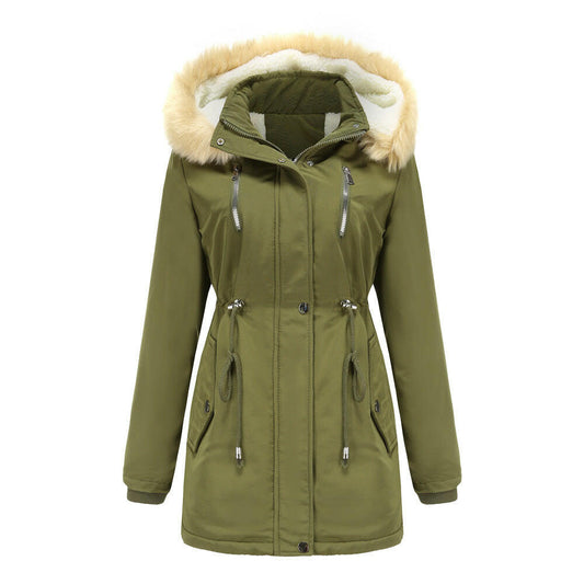 Thick Lamb Velvet Loose Ladies Cotton Jacket With Detachable Hood And Fleece Jacket.