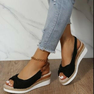 Bow Shoes Summer Peep Toe Platform Sandals Buckle Daily Casual Shoes.
