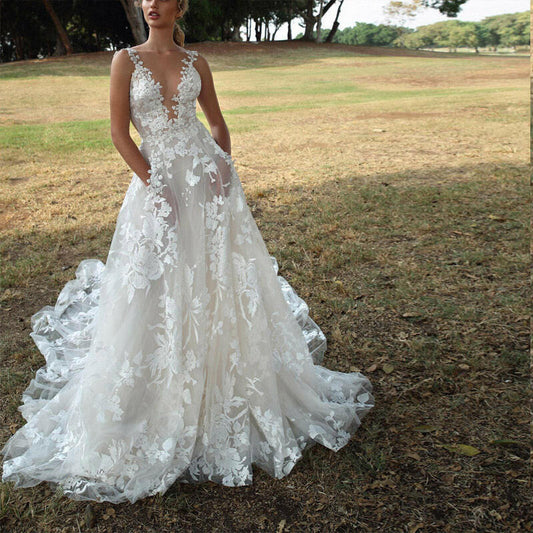 Bride Sexy Suspenders Wedding Evening Dress.