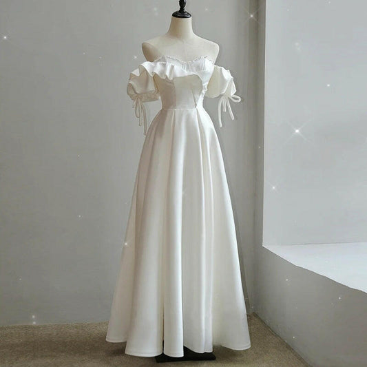 Satin Light Wedding Dress Bride French Super Fairy.