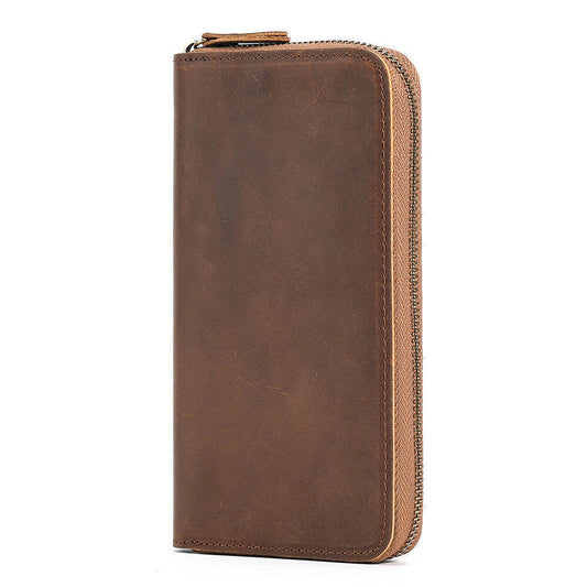 JOYIR Genuine Leather Long Wallets for Men RFID Blocking Cash Credit Card Holder Checkbook Wallet Zipper Coin Pocket Purse Male.