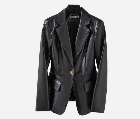 Women's Slim Skinny Leather Jacket Coat.