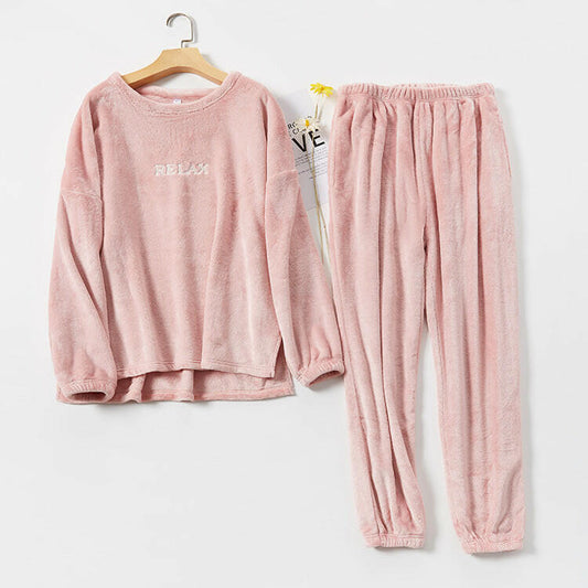 Flannel Pajamas Sets Winter Home Clothes For Women Men Sleepwear Couple.