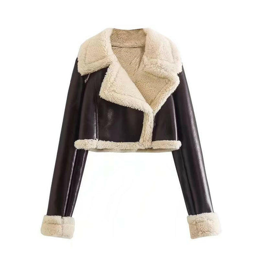 Women's Short Lapel Long Sleeve Slim Fashion Personality Jacket Jacket.