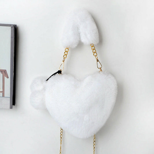 Love Bags Soft Plush Handbags Women Valentine's Day Party Bag.