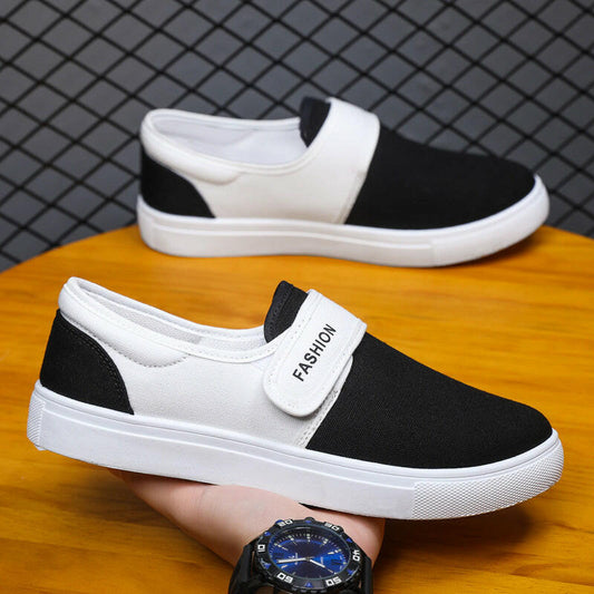 Canvas Flat Shoes Men Velcro Casual Sneakers.
