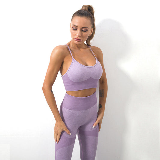 Women's Seamless Knitted Sling Sports Bra Yoga Suit.