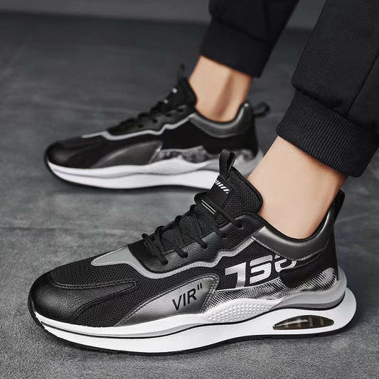 Air Cushion Mesh Sneakers Personalized Fashion Lace Up Sports Shoes Men Casual Versatile Breathable Walking Running Shoes.
