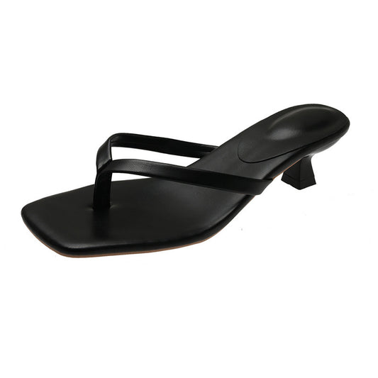 Women's Flip-flops Square Toe Stiletto Heel Sandals.