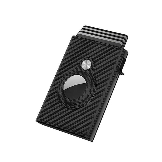 Carbon Fiber Leather Card Holder Black Stripe Multifunctional.