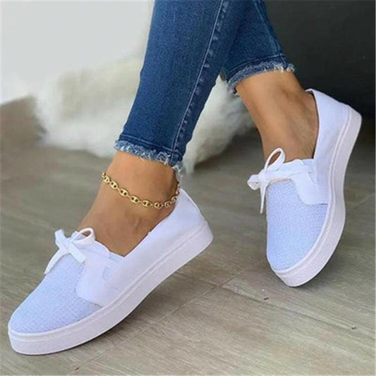 Lace-up Canvas Flat Shoes Women White Flats Sneakers.