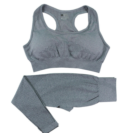2PCS Seamless Yoga Set Women Tracksuit High Waist Leggings Workout Sportswear Gym Clothing Fitness Crop Top Sports Suits Gym Set.