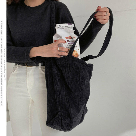 Corduroy Shoulder Bags Winter Fall Handbags Women Shopping Bags.