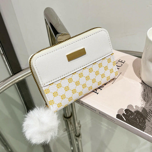 Women's Short Printing Color Contrast Korean Style Bag Wallet.
